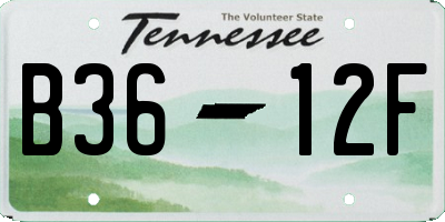 TN license plate B3612F