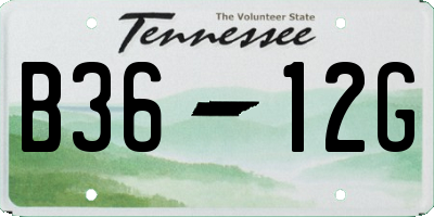 TN license plate B3612G