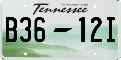 TN license plate B3612I