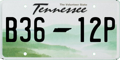 TN license plate B3612P