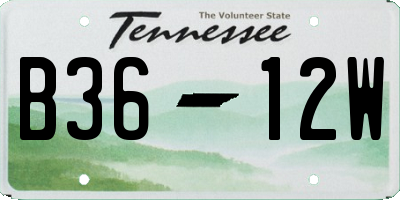 TN license plate B3612W