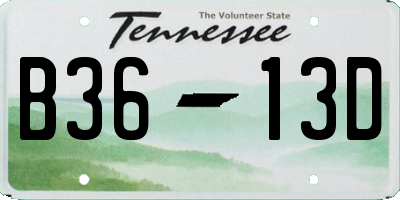TN license plate B3613D
