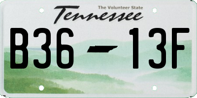 TN license plate B3613F