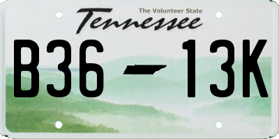 TN license plate B3613K