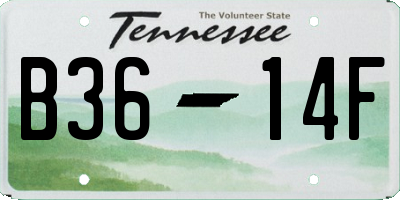 TN license plate B3614F