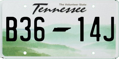 TN license plate B3614J