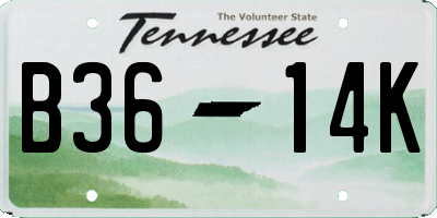 TN license plate B3614K
