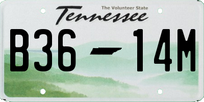 TN license plate B3614M