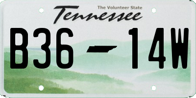 TN license plate B3614W