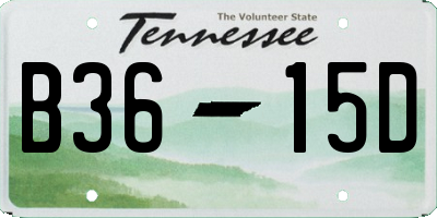 TN license plate B3615D