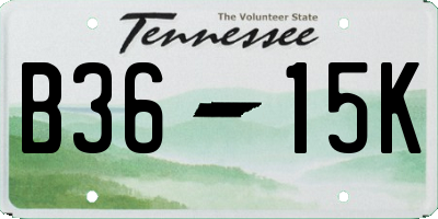 TN license plate B3615K