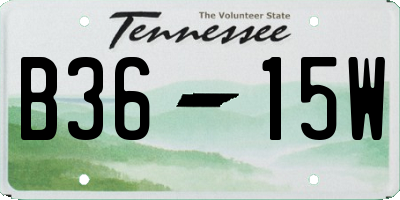 TN license plate B3615W
