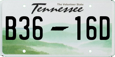 TN license plate B3616D