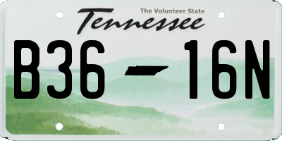 TN license plate B3616N