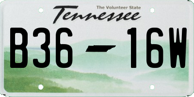 TN license plate B3616W