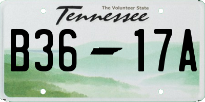 TN license plate B3617A