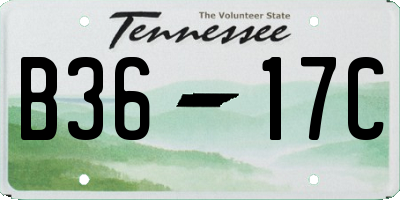 TN license plate B3617C