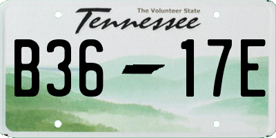 TN license plate B3617E