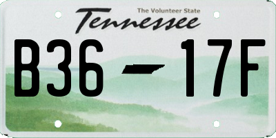 TN license plate B3617F
