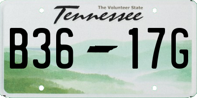 TN license plate B3617G