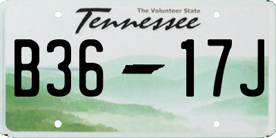 TN license plate B3617J