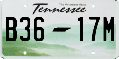 TN license plate B3617M