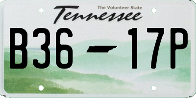TN license plate B3617P