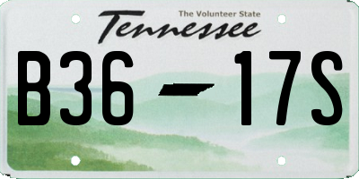 TN license plate B3617S
