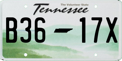 TN license plate B3617X