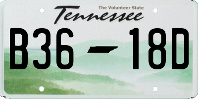 TN license plate B3618D