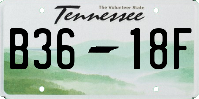 TN license plate B3618F