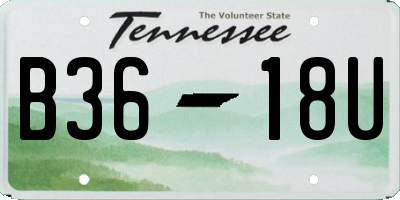 TN license plate B3618U