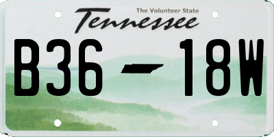 TN license plate B3618W