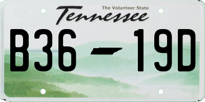 TN license plate B3619D