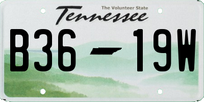 TN license plate B3619W