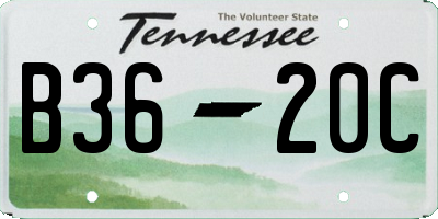 TN license plate B3620C