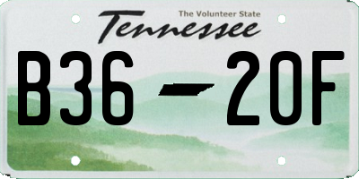 TN license plate B3620F