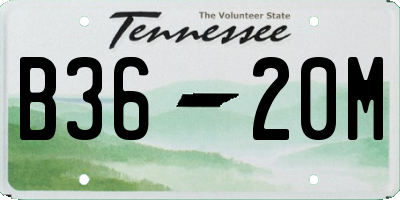 TN license plate B3620M