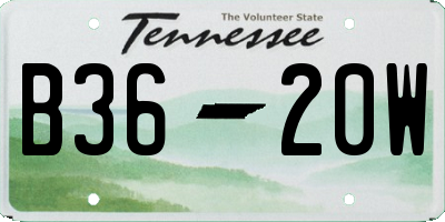 TN license plate B3620W