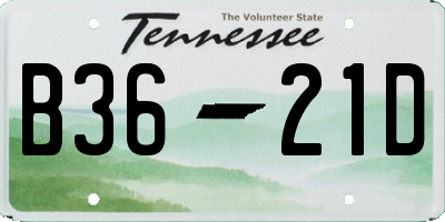 TN license plate B3621D