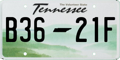 TN license plate B3621F