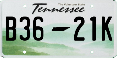 TN license plate B3621K
