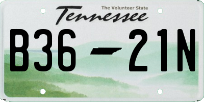 TN license plate B3621N