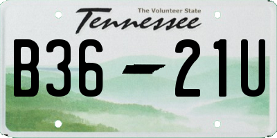 TN license plate B3621U