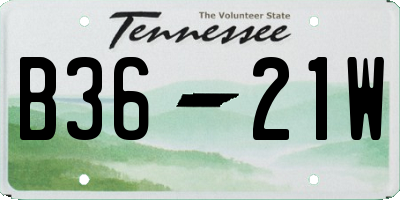 TN license plate B3621W