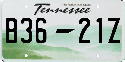 TN license plate B3621Z