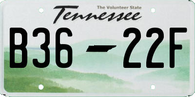 TN license plate B3622F