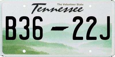 TN license plate B3622J