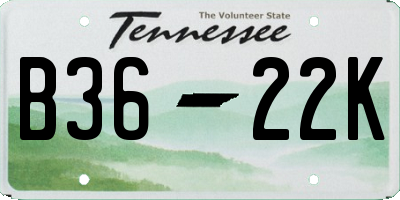 TN license plate B3622K