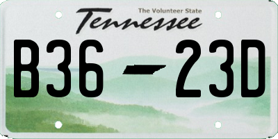 TN license plate B3623D